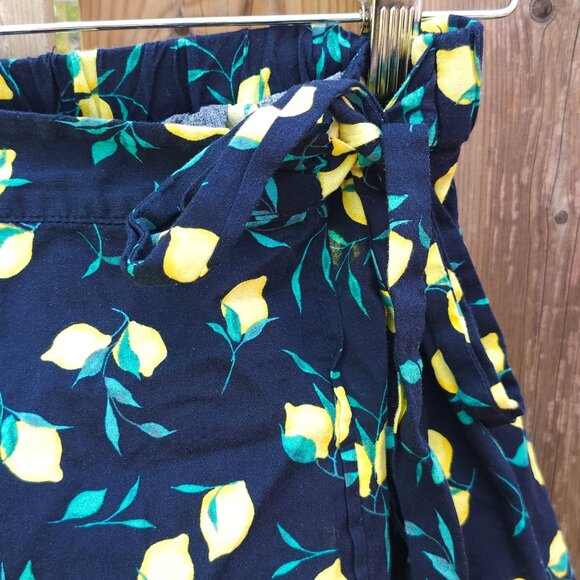 PRETTY BANANA REPUBLIC Tiered Wrap Midi Skirt Size 0P Navy lemon print - Picture 4 of 4